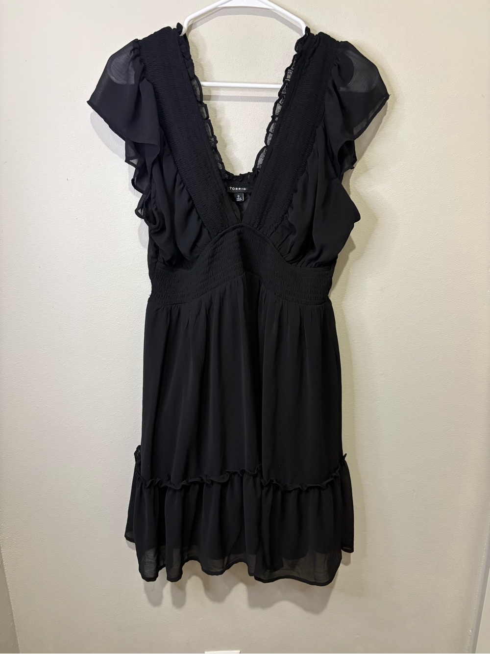 Torrid Black V-Neck Ruffle Mini Dress
